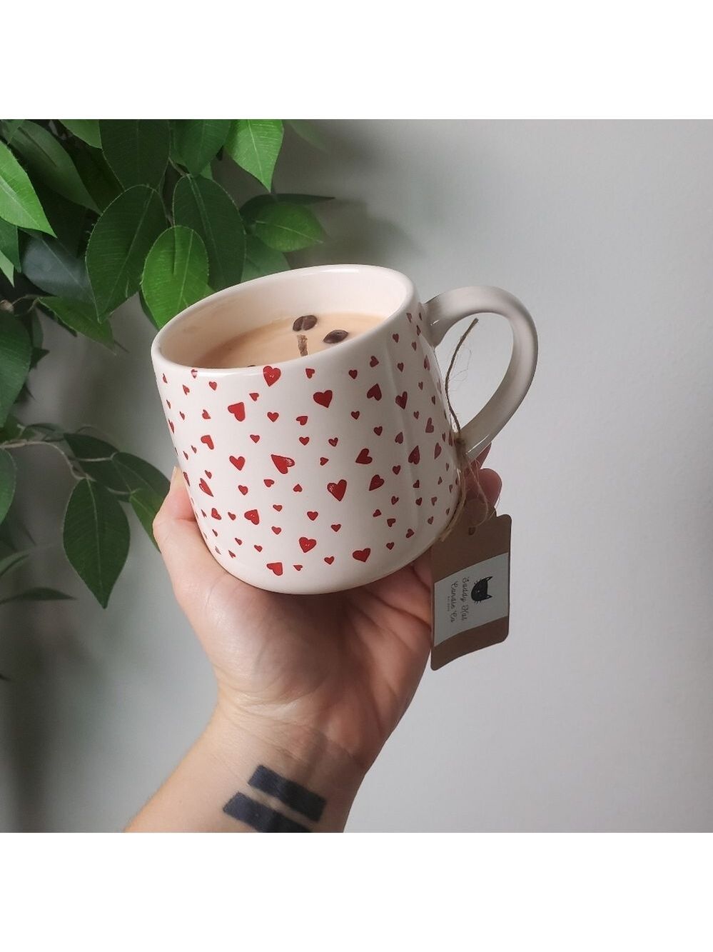 Heart Patterned Ceramic Coffee Mug Candle Saddy Cag Candle Co